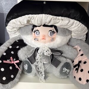 Nommi NWT mushroom hat series ***Charming Gray and Black Polka Dot Stuffed Doll
